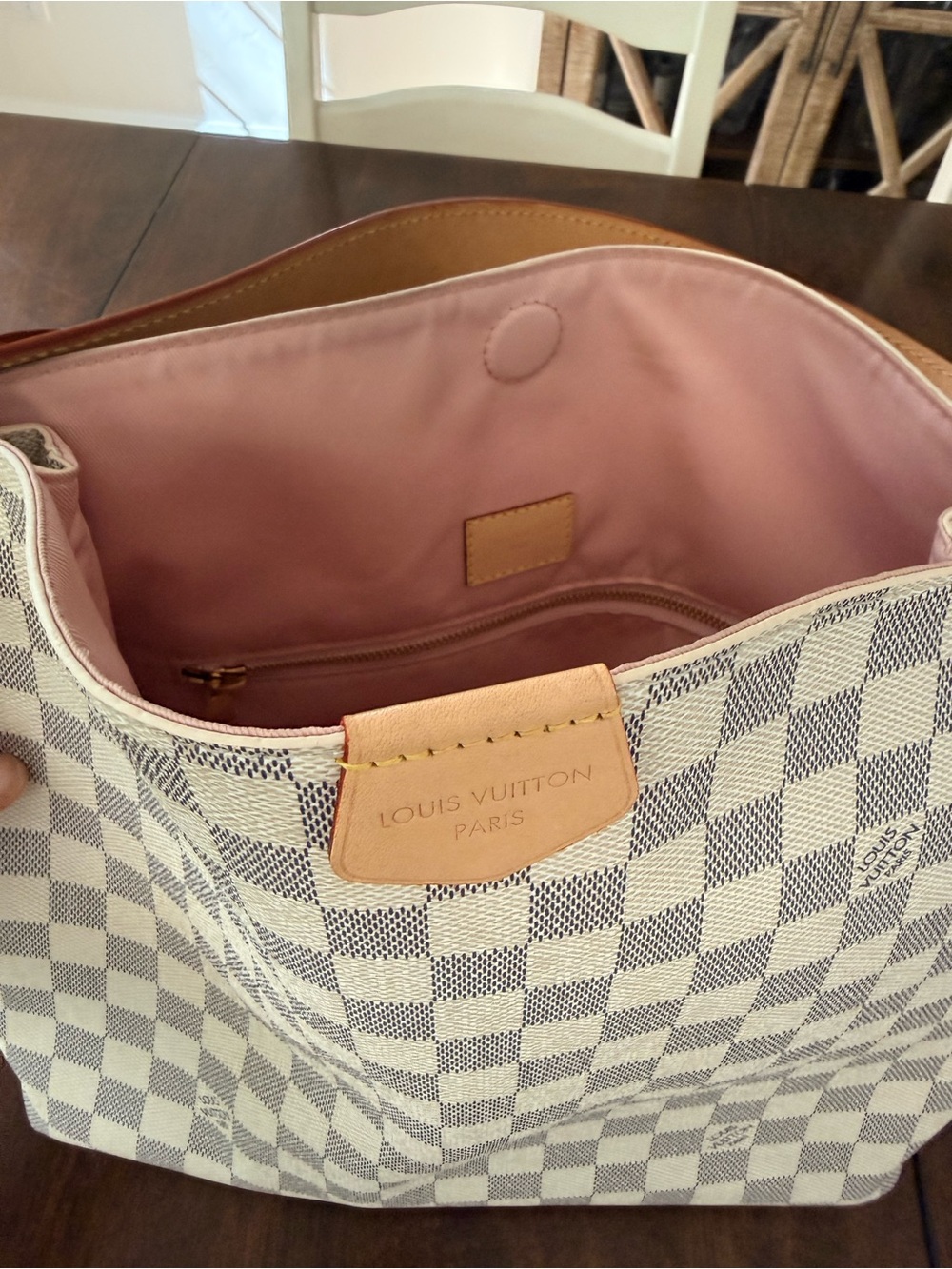 Louis Vuitton Damier Azur Graceful PM with rose ballerine interior - Picture 13 of 15